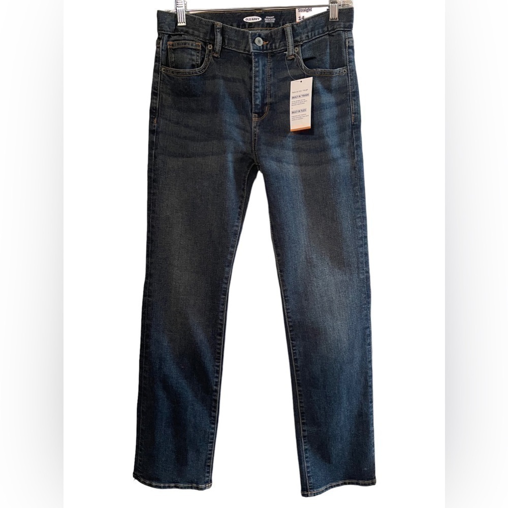 Old Navy Straight Built in Tough Built in Flex Denim Blue Jeans Boys 14